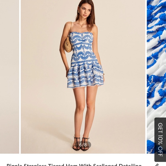 Commense Strapless Dress with Blue Patterns - Picture 8 of 9